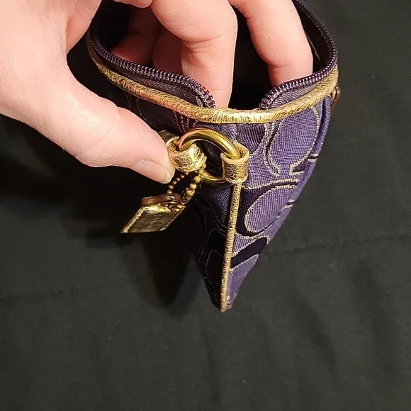 Coach Poppy Purple and Gold Signature Wristlet - Picture 8 of 13